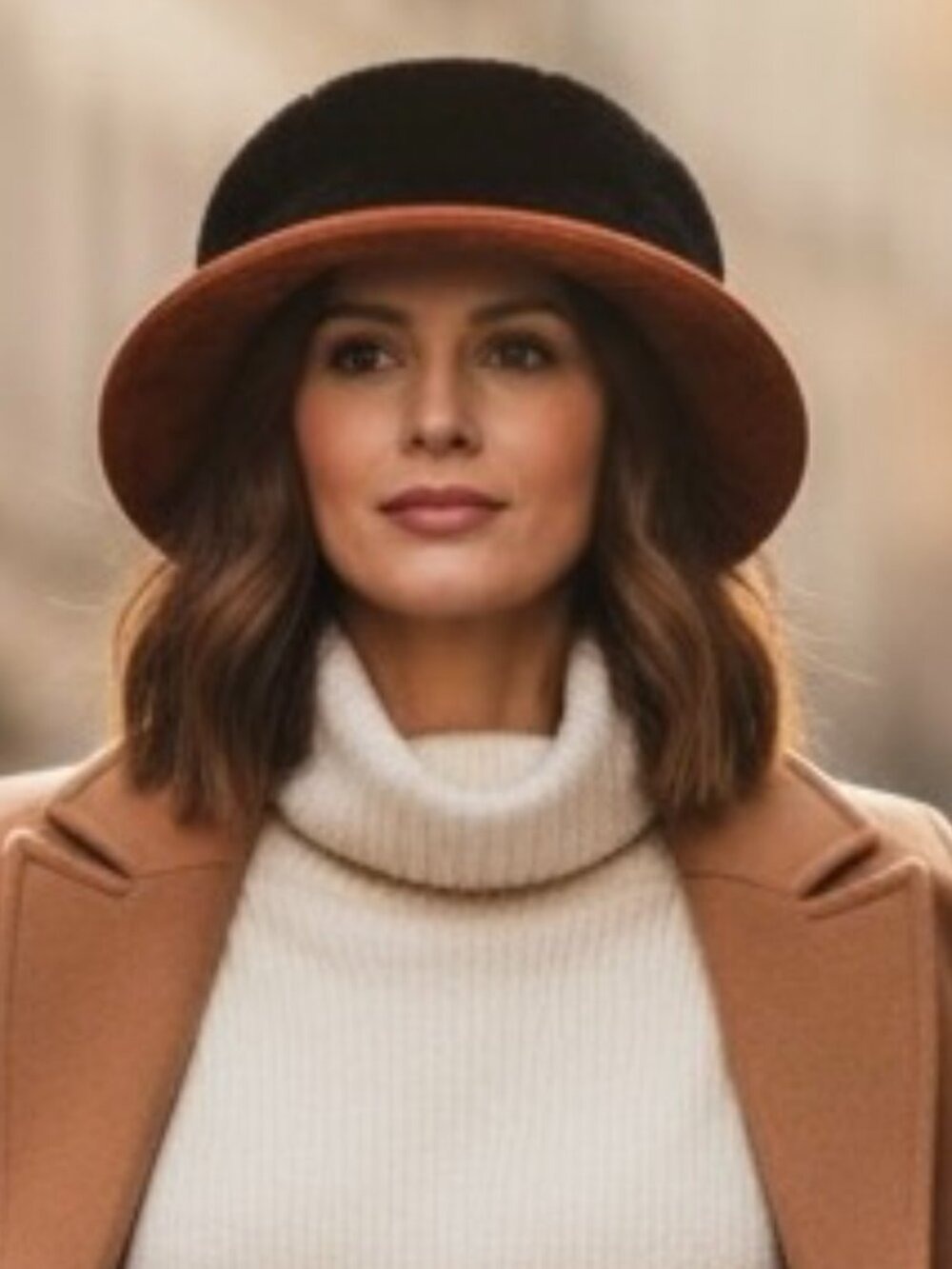 Heaslip Genuine Rust Suede Hat w/Faux Fur Trim Size 56